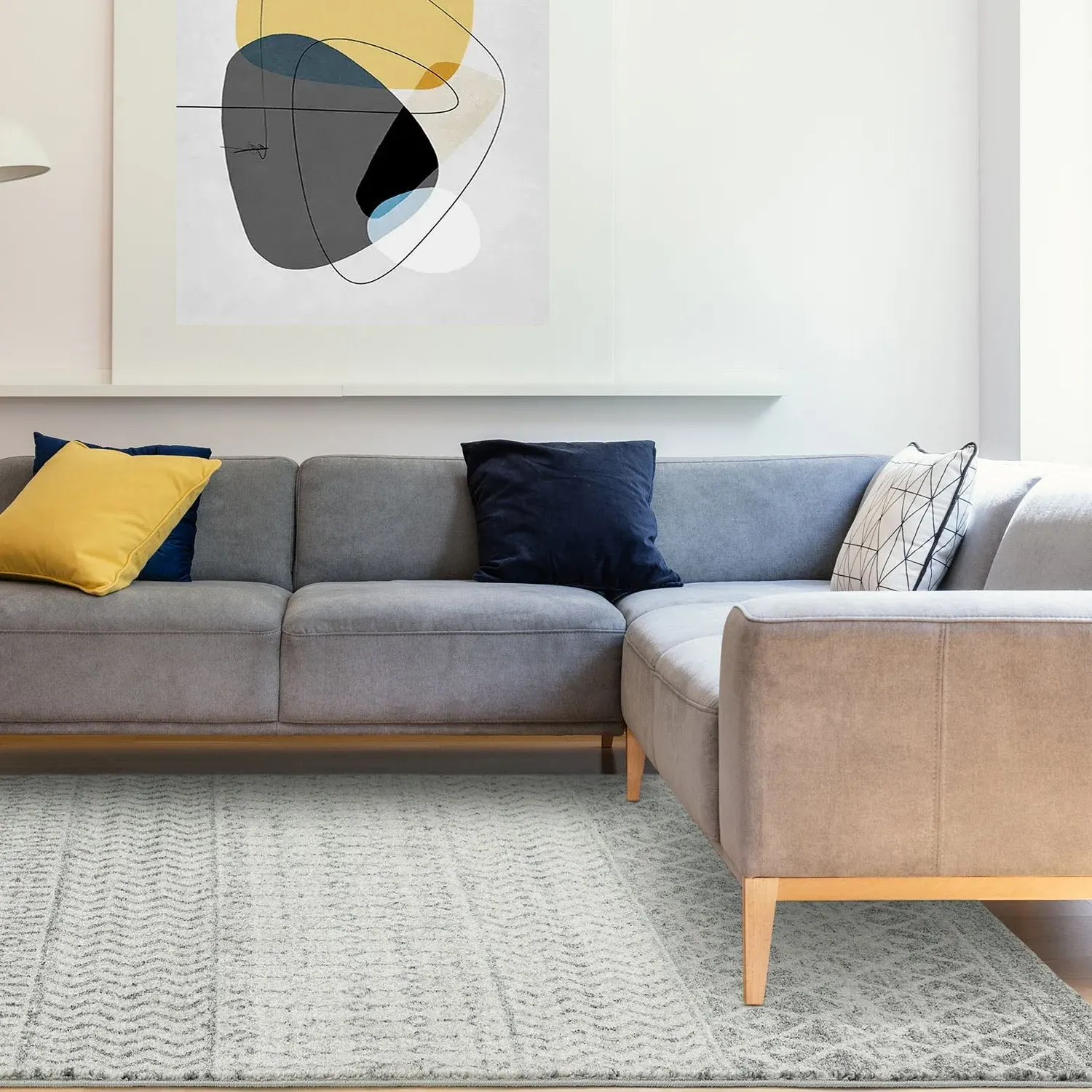 Aztec Rug with Tribal Pattern - Grey image