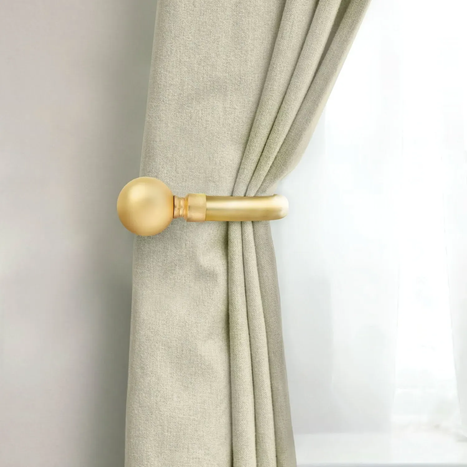 Ball Curtain Holdbacks Pair - Matt Gold alternate view
