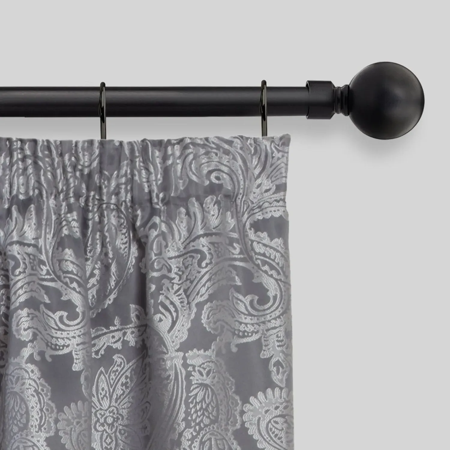 Ball Extendable Curtain Pole with Rings 1.2-2.1m - Black product