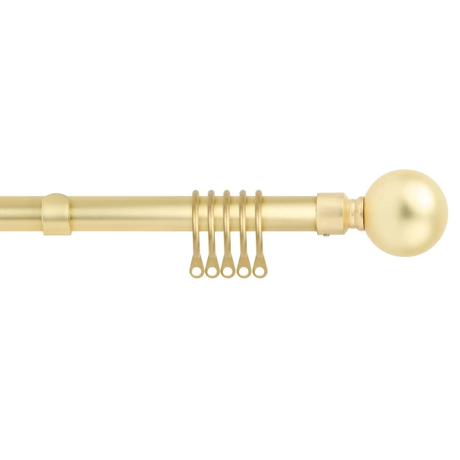 Ball Extendable Curtain Pole with Rings 1.2-2.1m - Matt Gold product