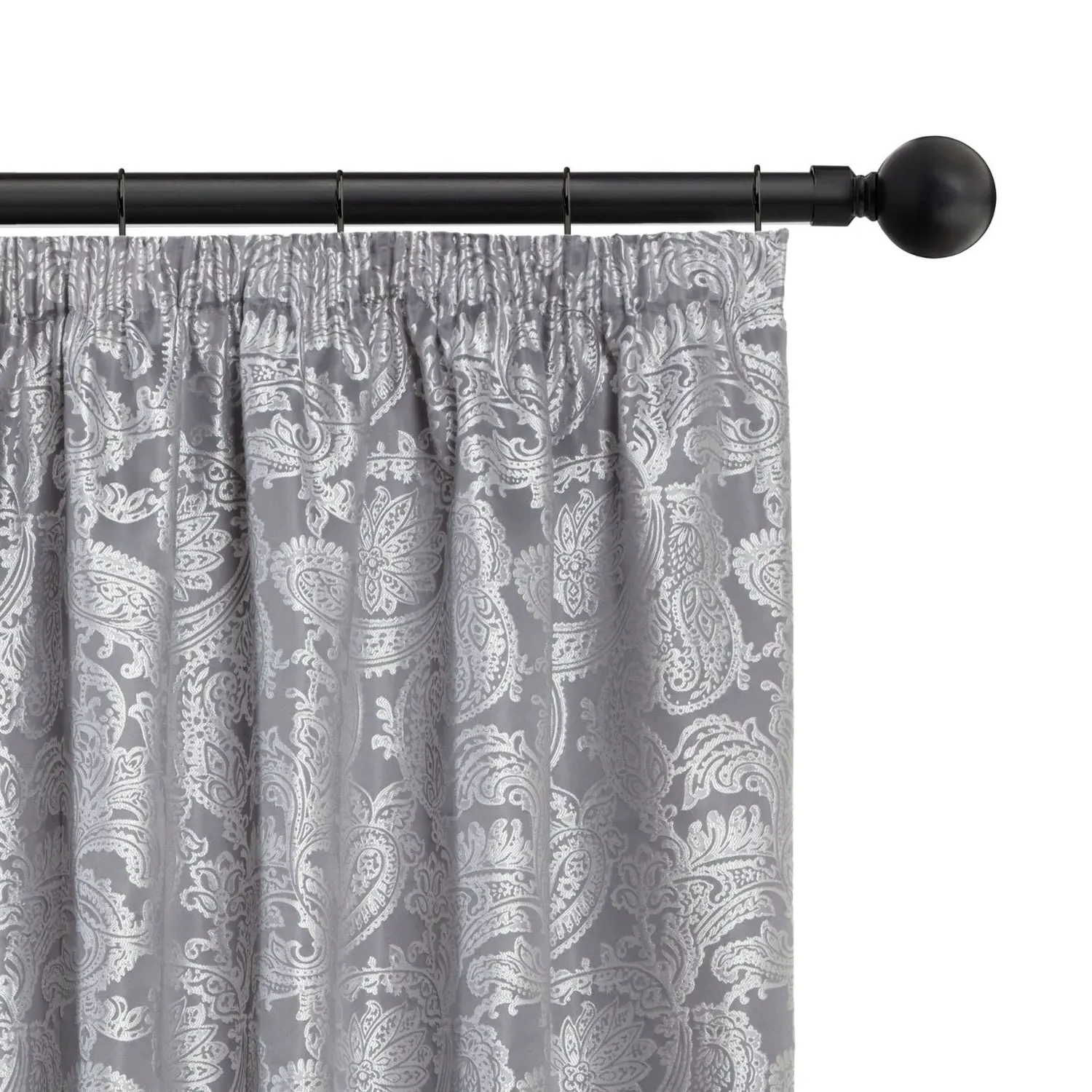 Ball Extendable Heavy Duty Curtain Pole 1.2-2.1m - Black alternate view