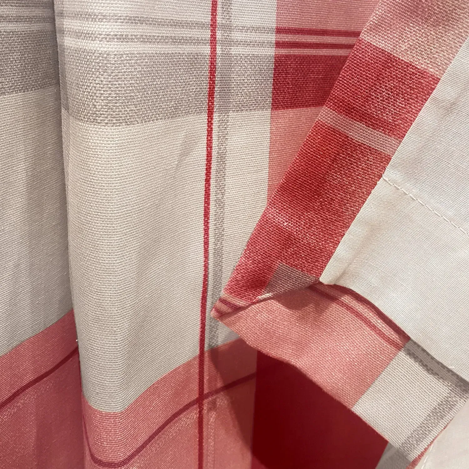 Check Eyelet Curtains - Ruby Red, Fabric alternate view