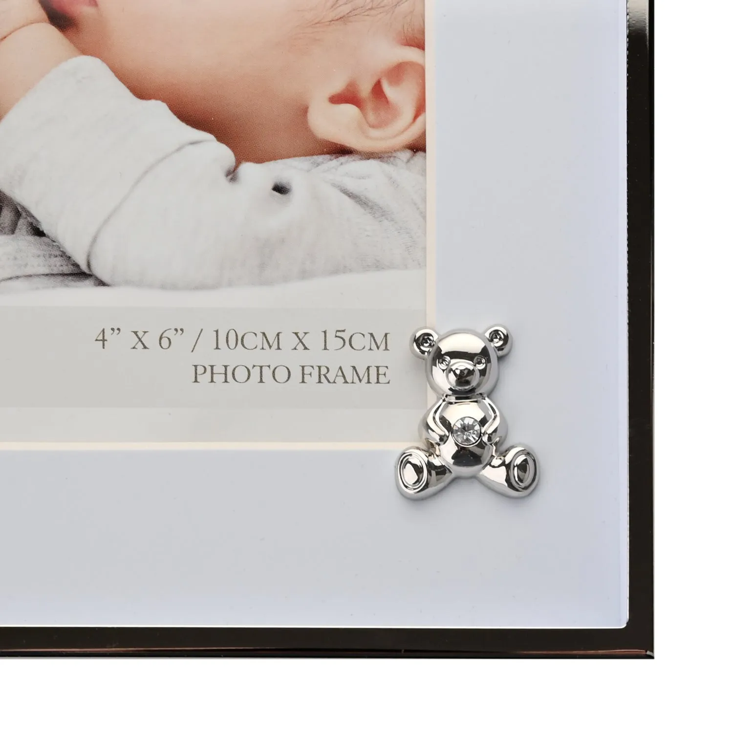 Bambino Teddy 4x6" Photo Frame with Blue Mount - Silver alternate view