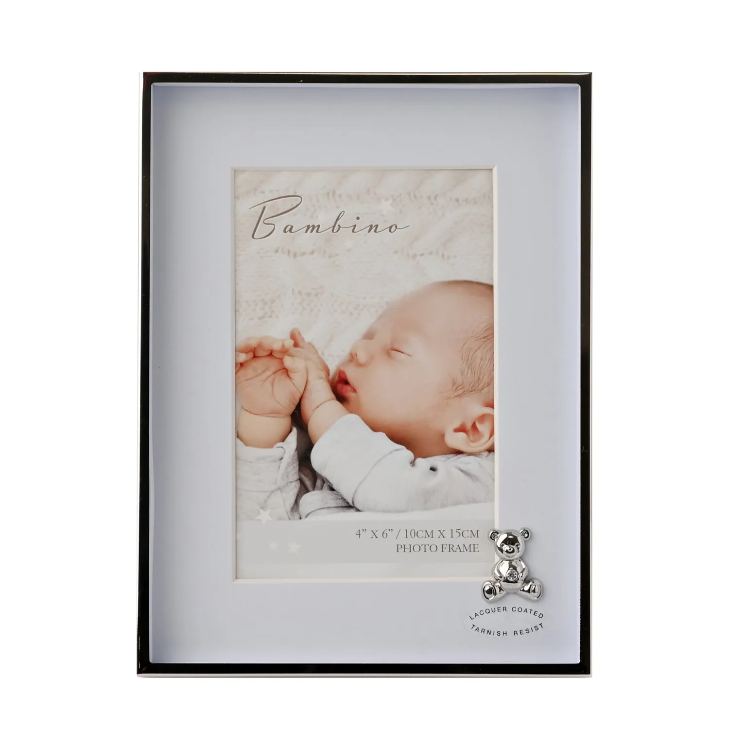 Bambino Teddy 4x6" Photo Frame with Blue Mount - Silver product