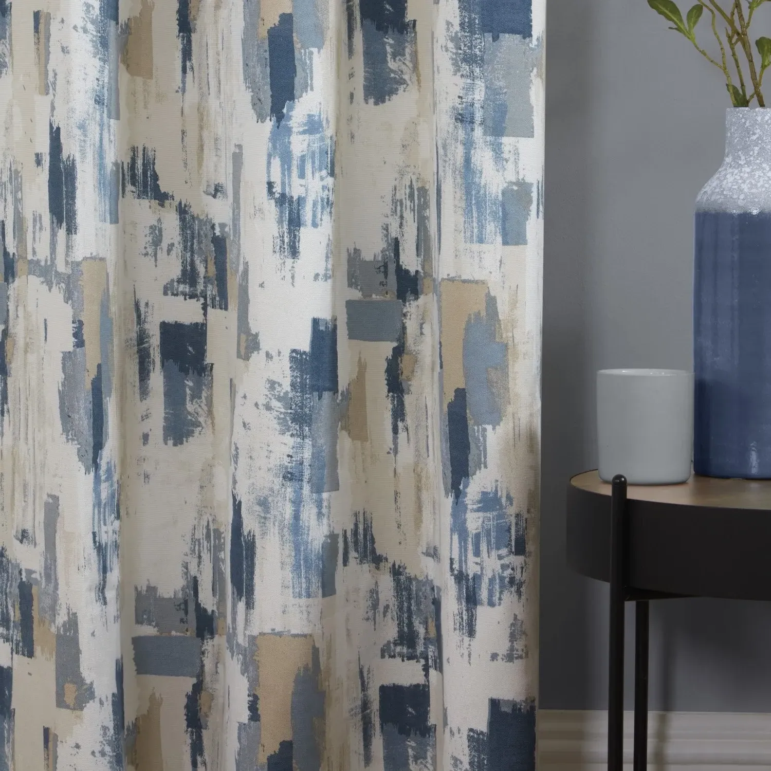 Bamford Eyelet Curtains W168cm x L137cm - Blue, Ivory by Julian Charles, image 2