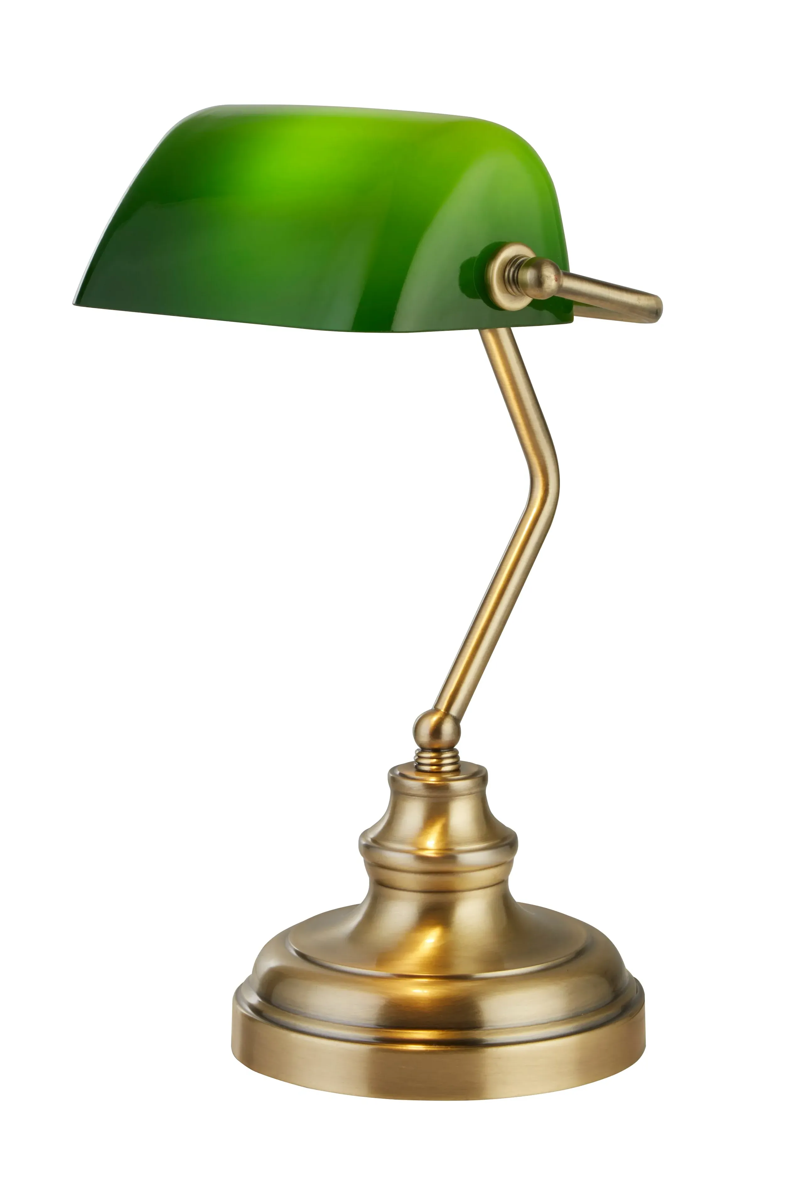 Bankers Table Lamp - Green, Brass Base
