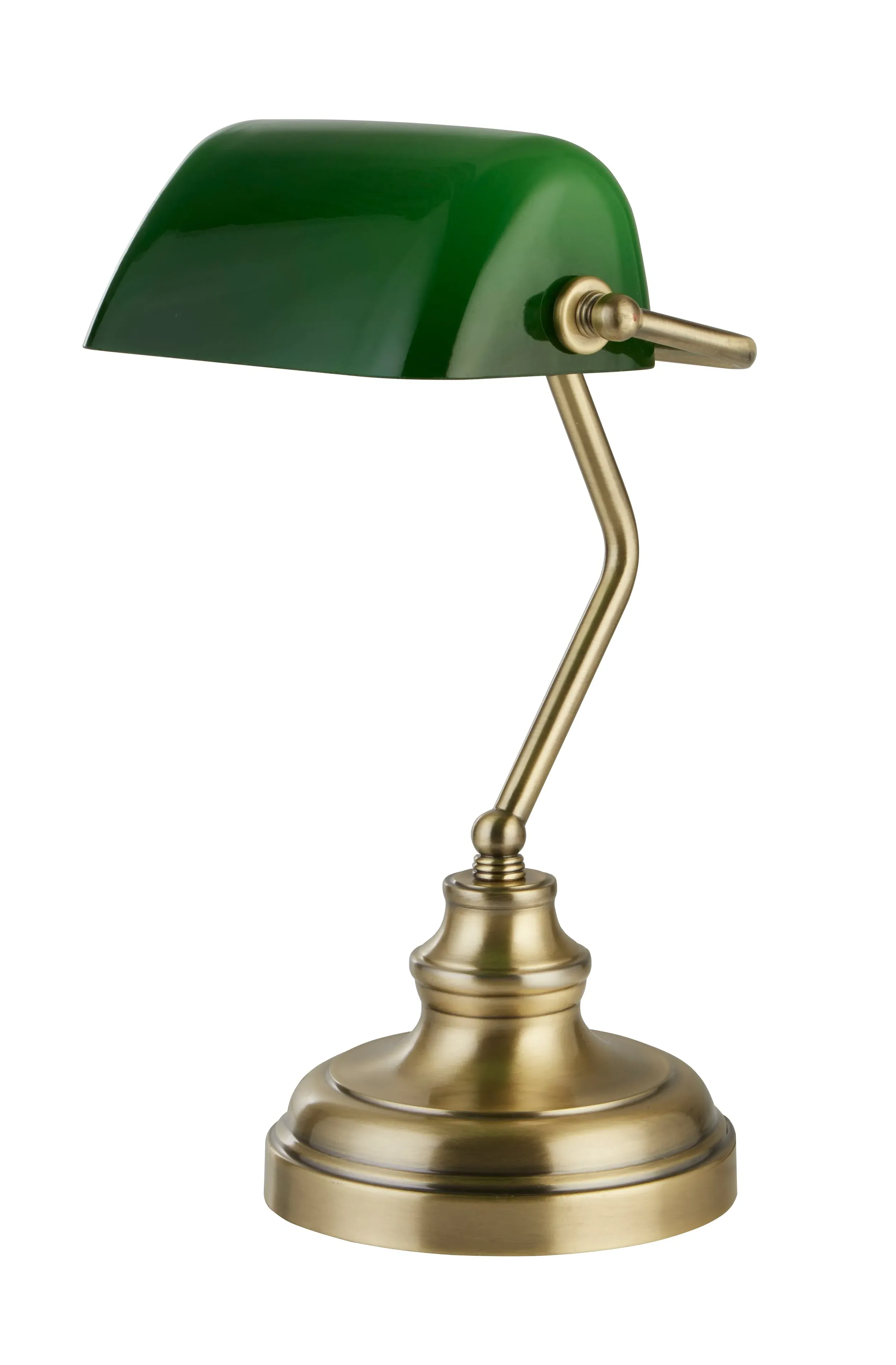 Bankers Table Lamp - Green, Brass Base