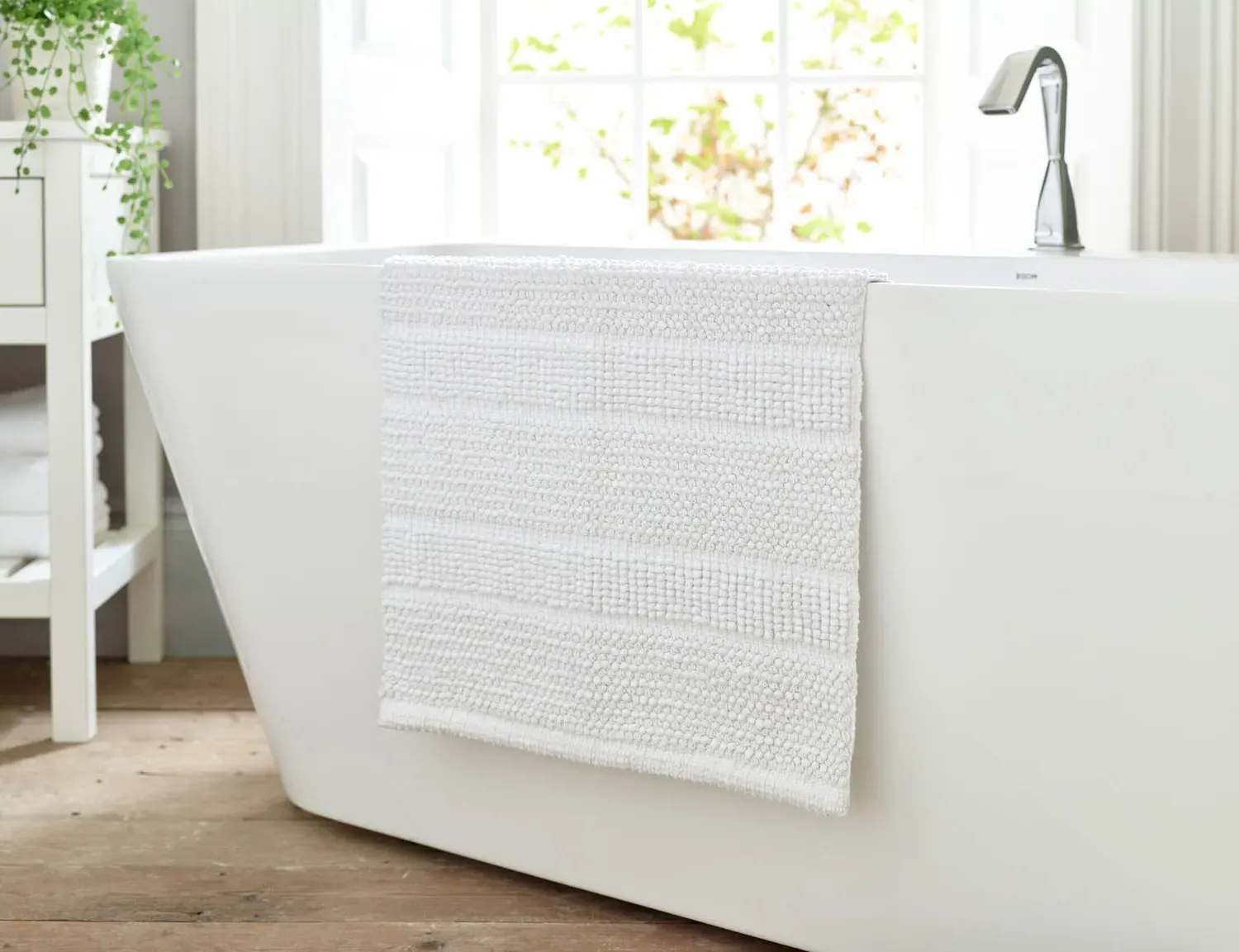Bath Mat Dense Pile - White, Cotton