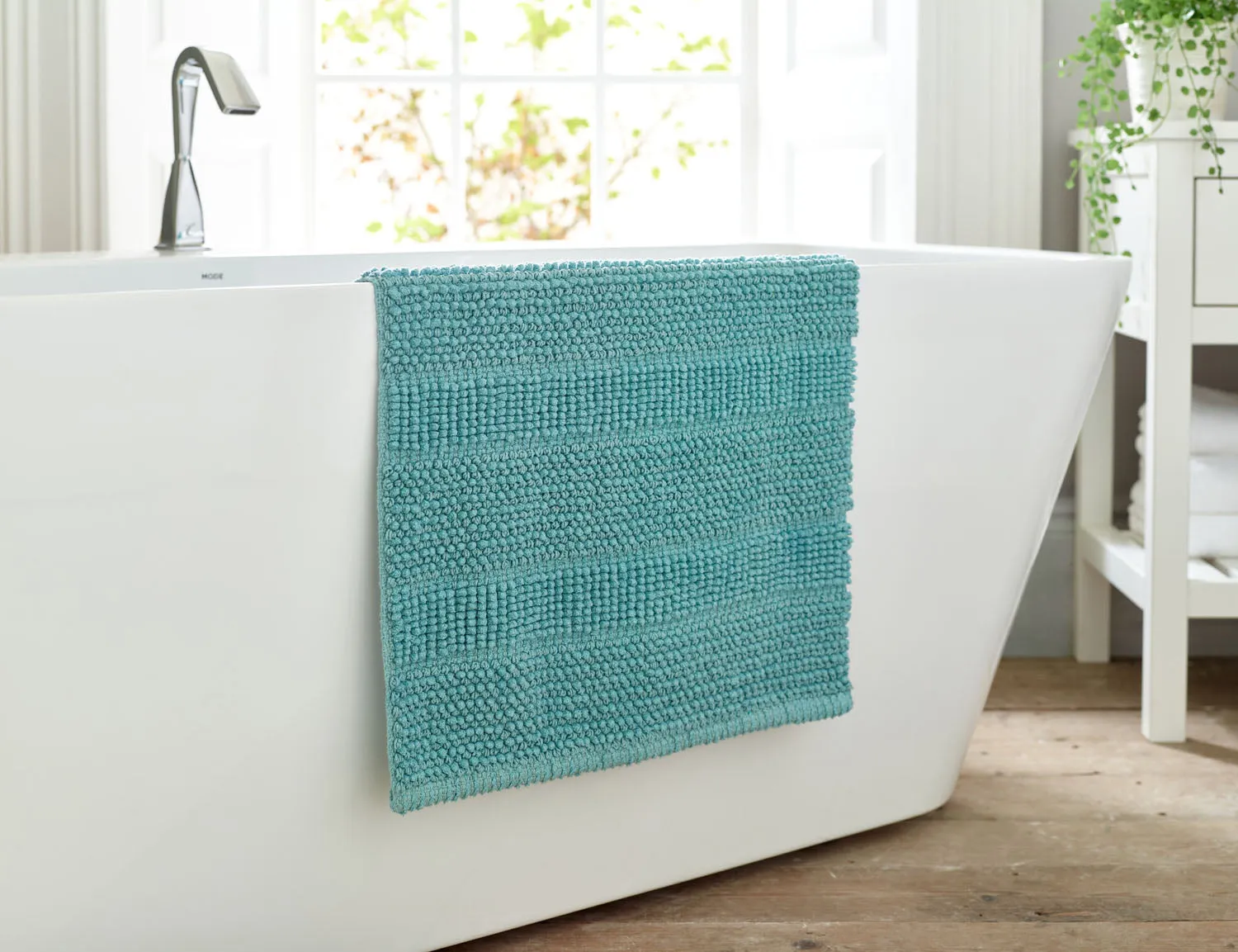 Bath Mat with Zero-Twist Pile - Green, Cotton