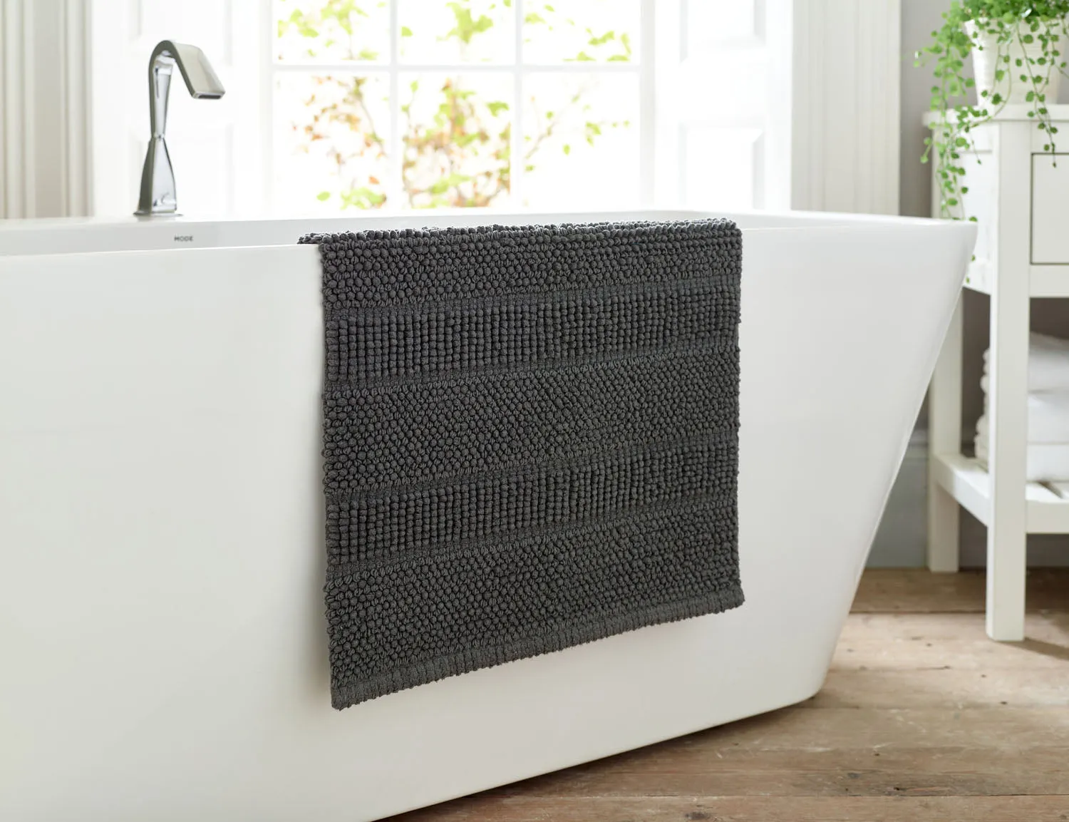 Bath Mat with Zero-Twist Pile - Grey, Cotton
