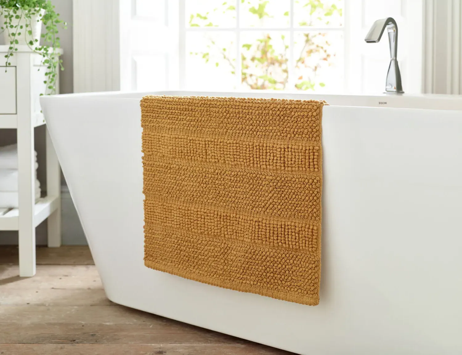 Bath Mat with Zero-Twist Pile - Natural, Cotton