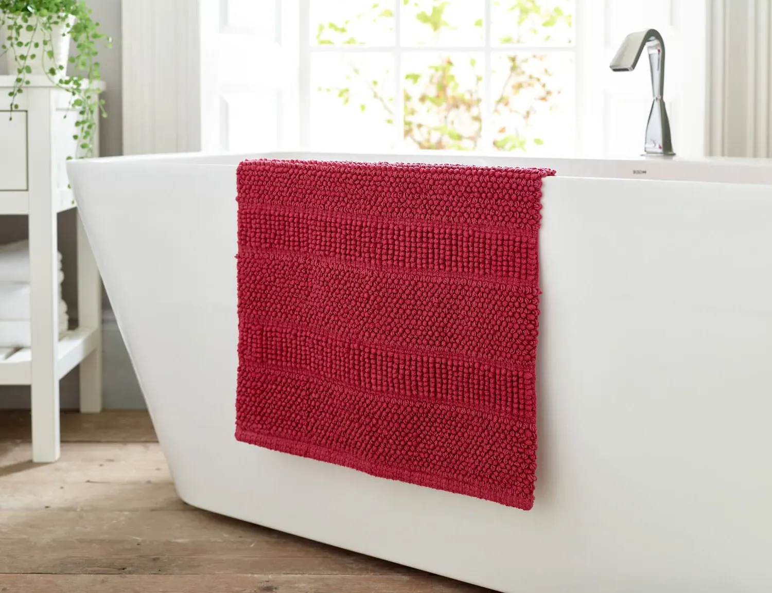 Bath Mat with Zero-Twist Pile - Pink, Cotton