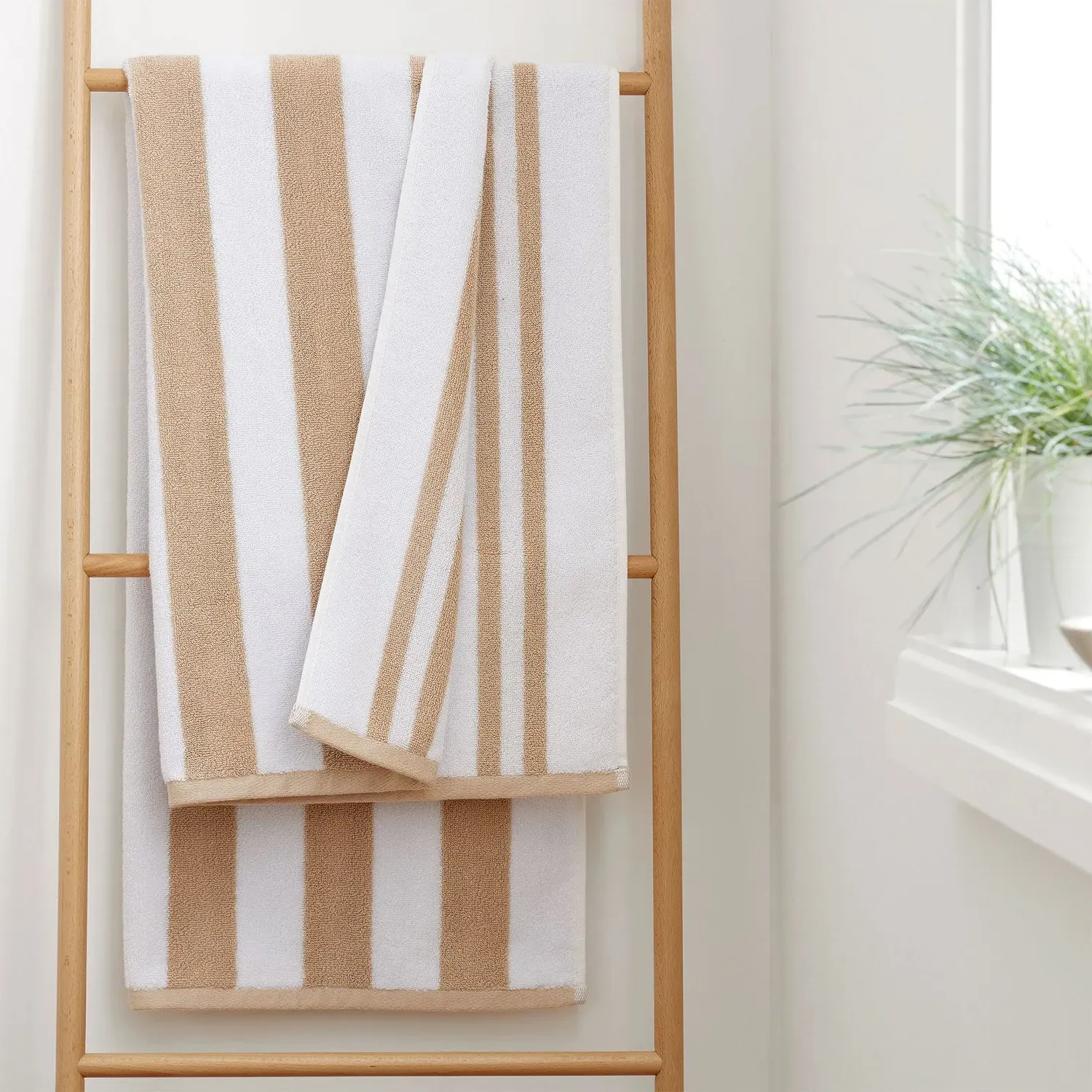 Bath Sheet Reversible Stripe - Natural, Cotton