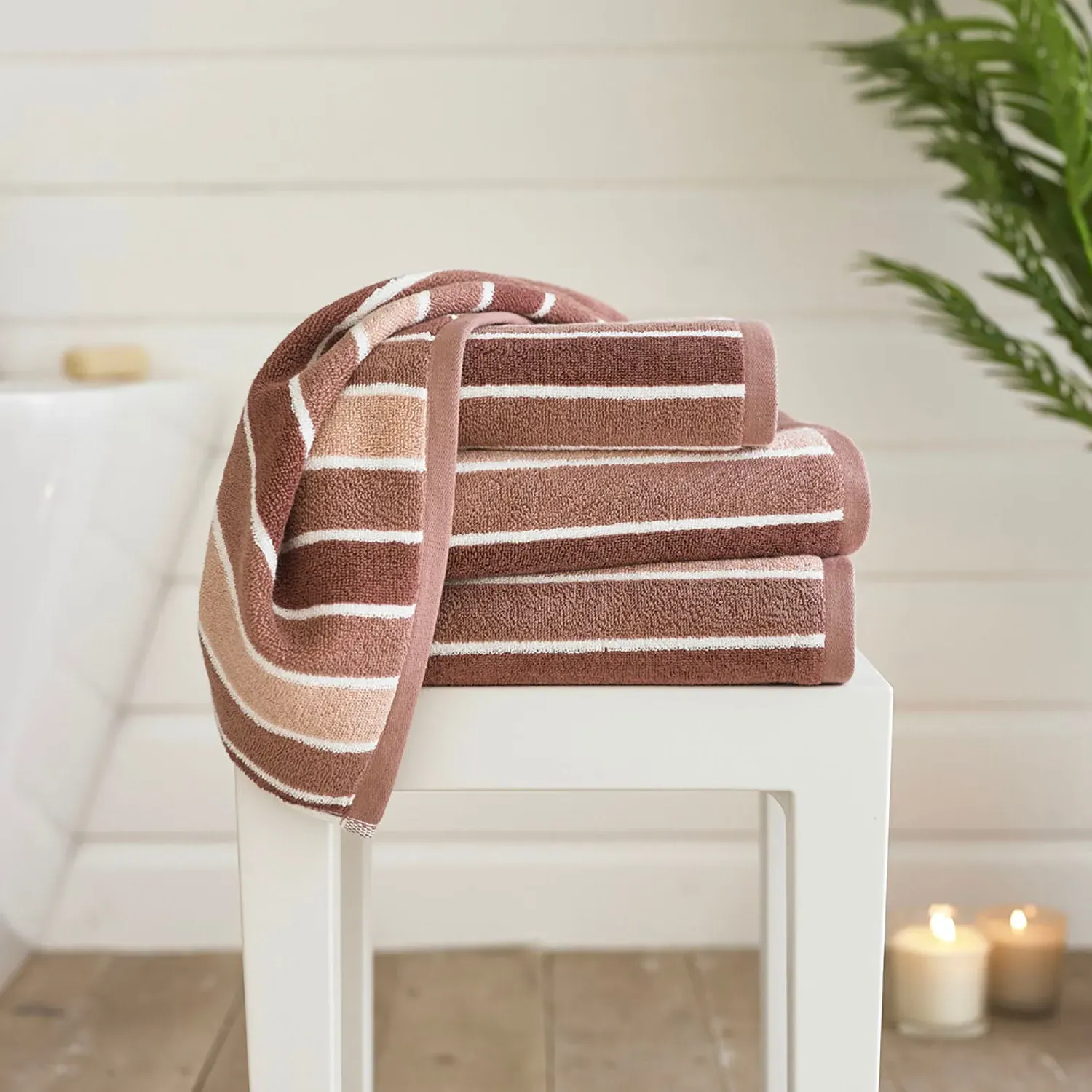 Bath Sheet Striped - Pink, Cotton