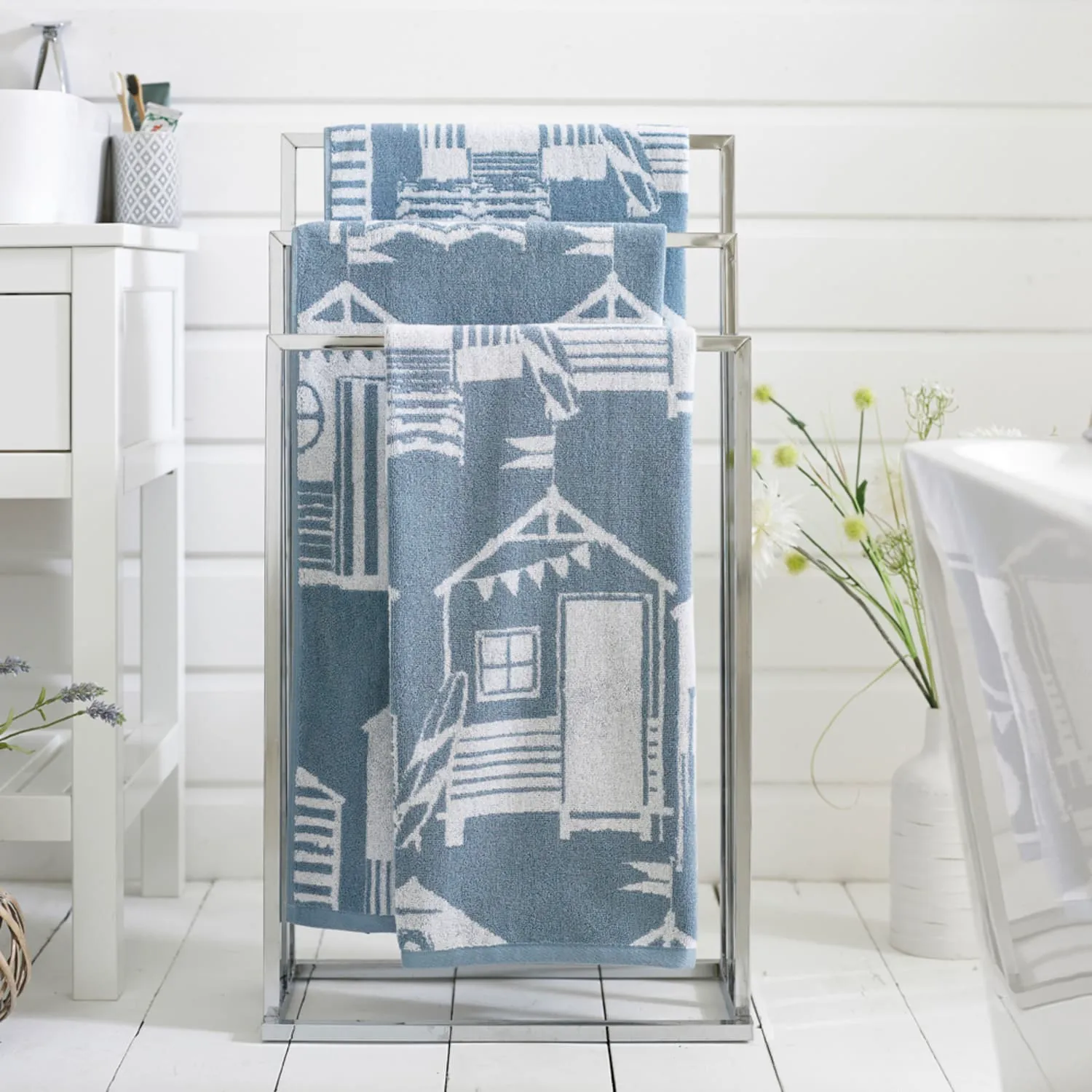 Bath Towel Jacquard Weave - Blue, Cotton