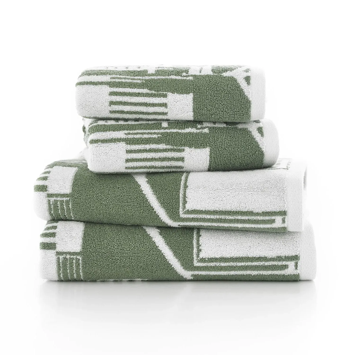 Bath Towel Jacquard Weave - Green, Cotton