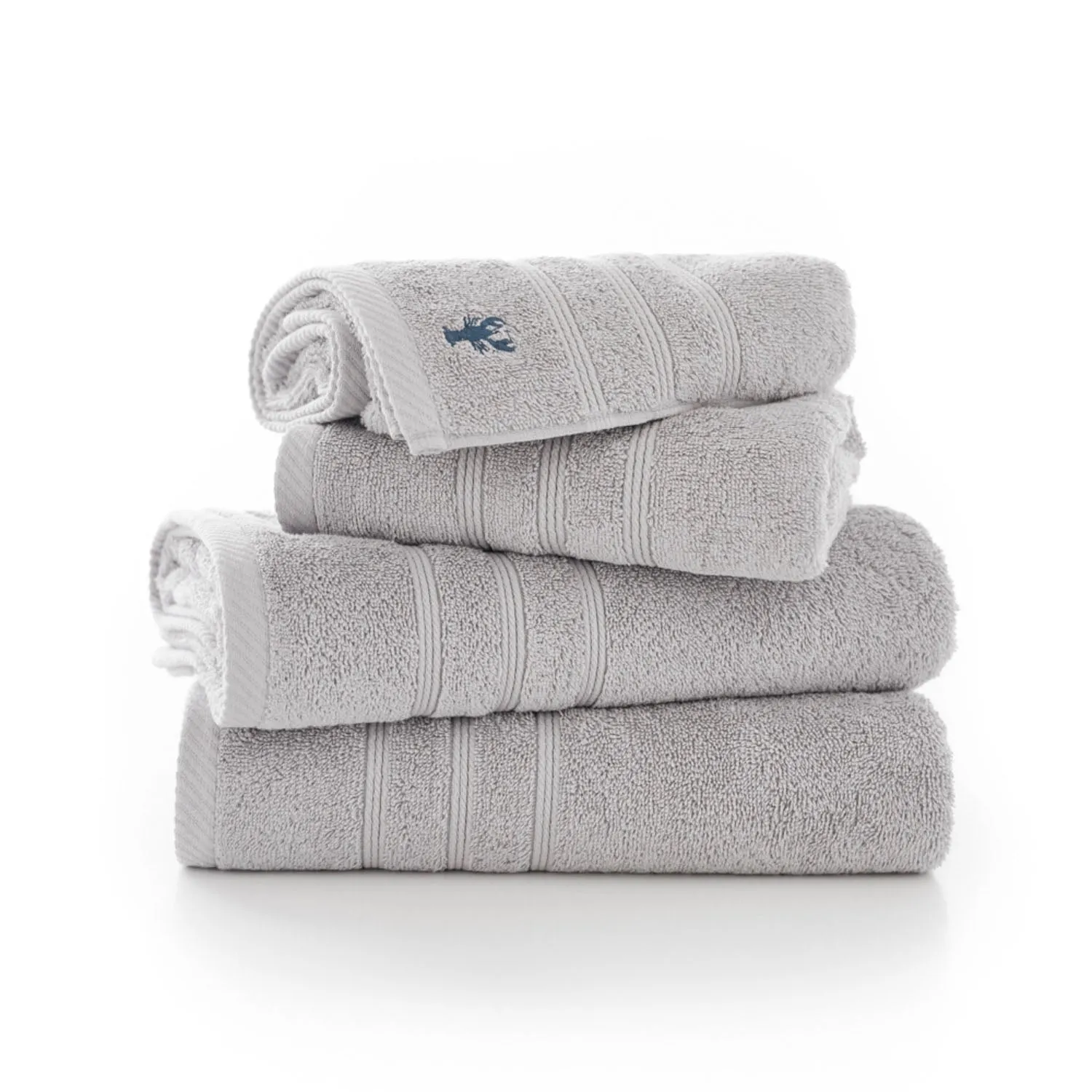 Bath Towel with Embroidered Logo - Grey, Cotton image