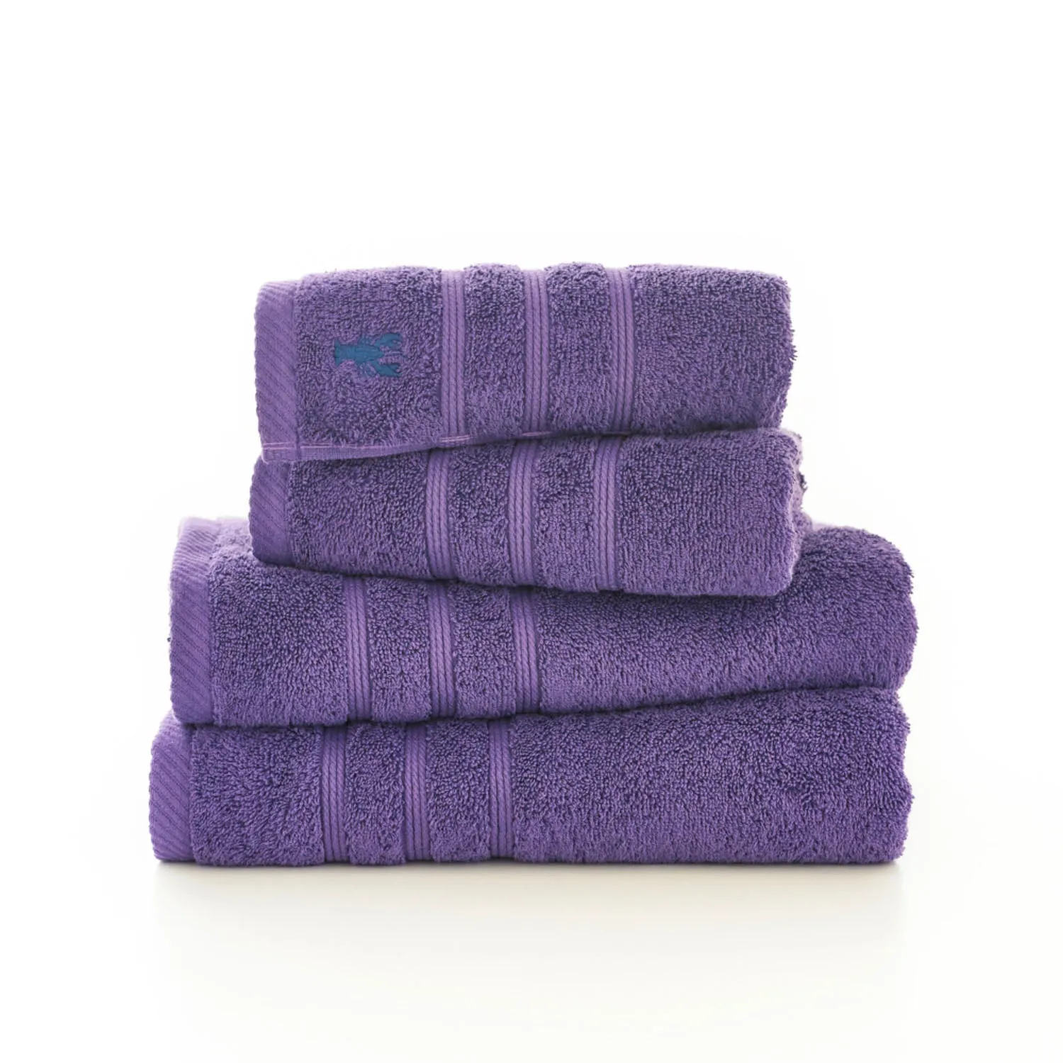 Bath Towel with Embroidered Logo - Purple, Cotton