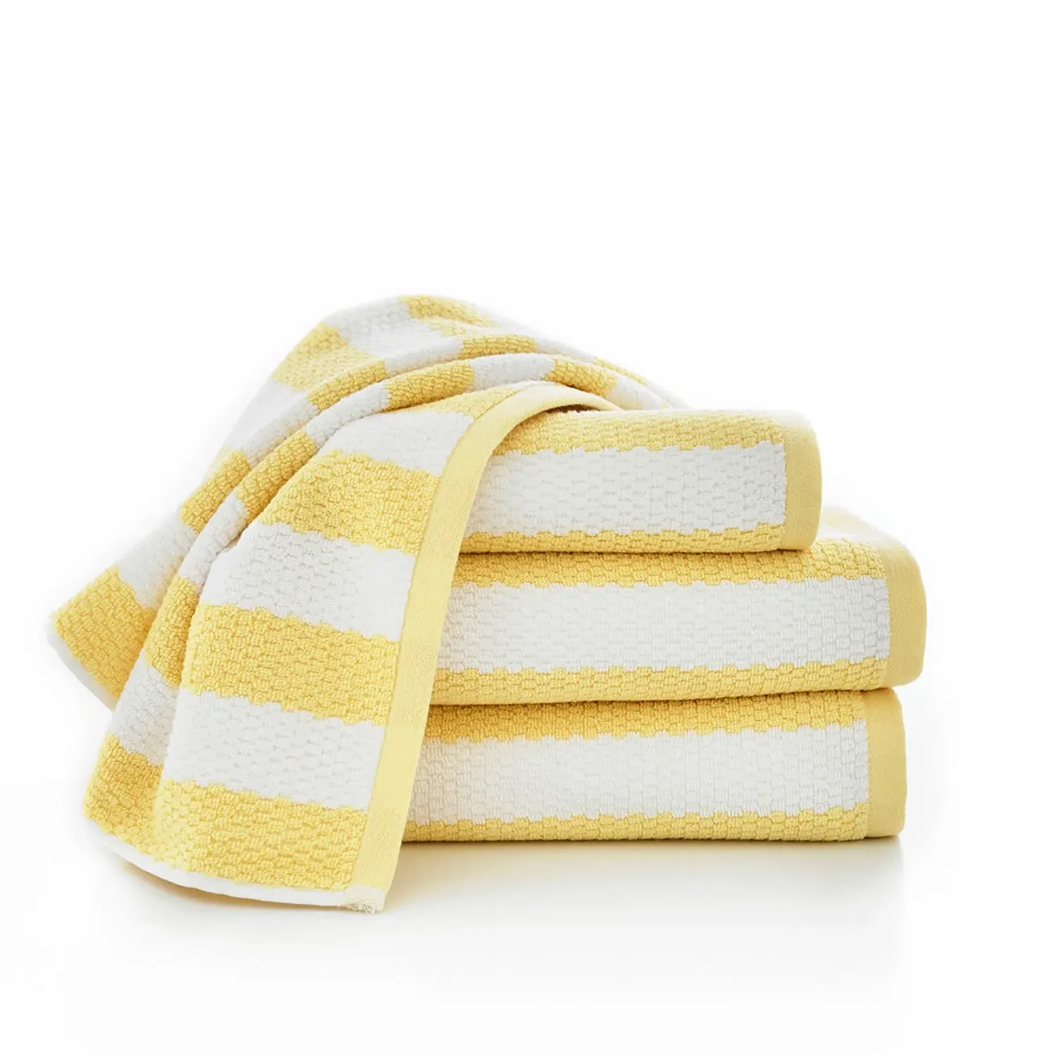 Bath Towel with Jacquard Design - Yellow, Cotton