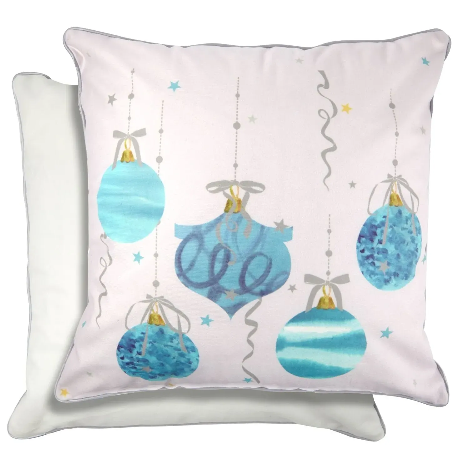 Bauble Print Cushion Cover Pair - Blue, Velvet