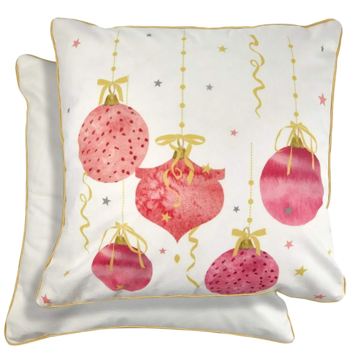 Bauble Print Cushion Cover Pair - Pink, Velvet