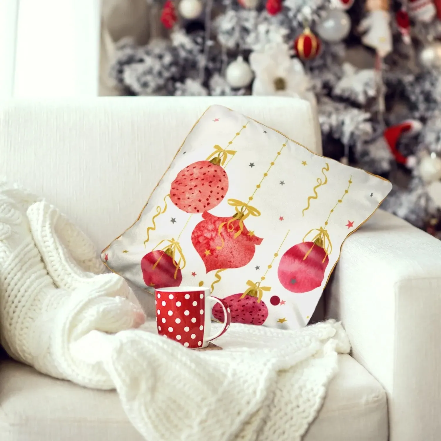 Bauble Print Cushion Cover Pair - Pink, Velvet