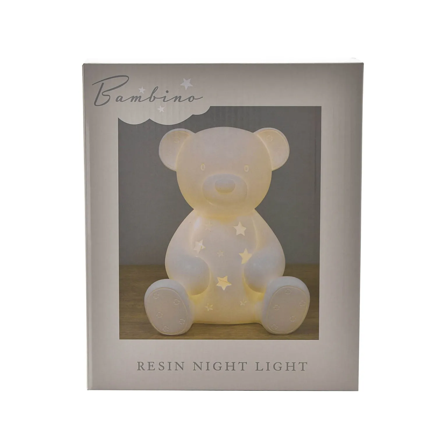 Bear Night Light with LED - White, Resin