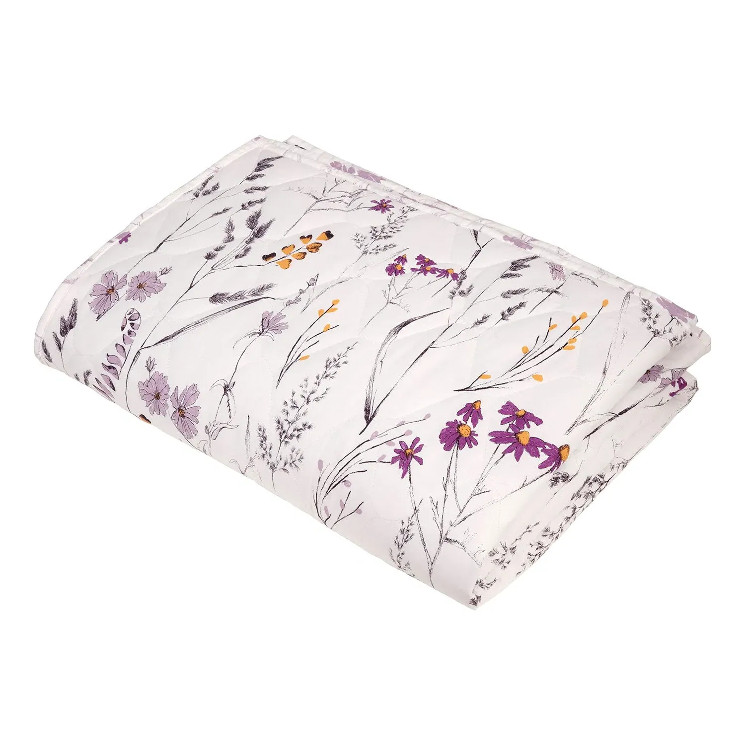 Becky Quilted Throw - Lilac, Floral by Julian Charles
