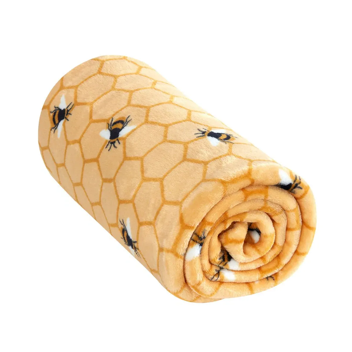 Bee Print Fleece Throw - Yellow, Soft Fleece