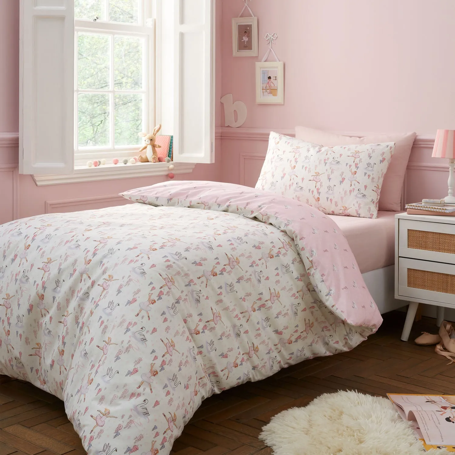 Belle & Boo Ballerina Single Reversible Duvet Set - Pink, Cotton product