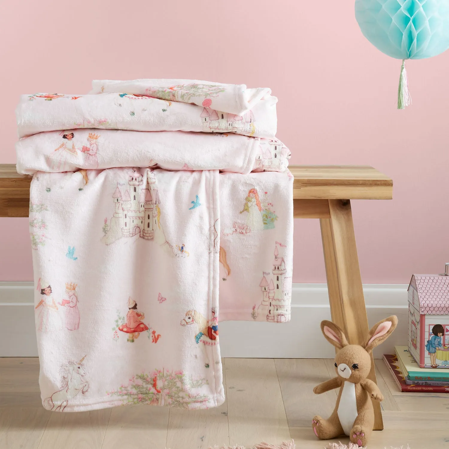 Belle & Boo Fairytale Fleece Blanket Throw - Pink product