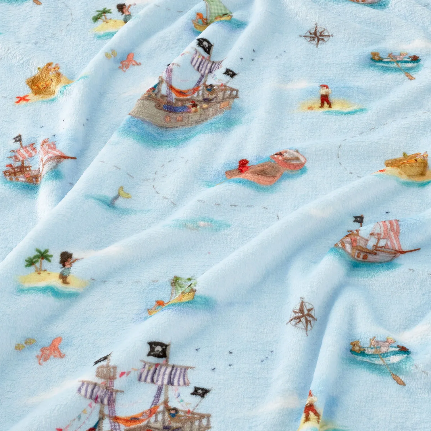 Belle & Boo Pirates Fleece Blanket Throw - Blue alternate view