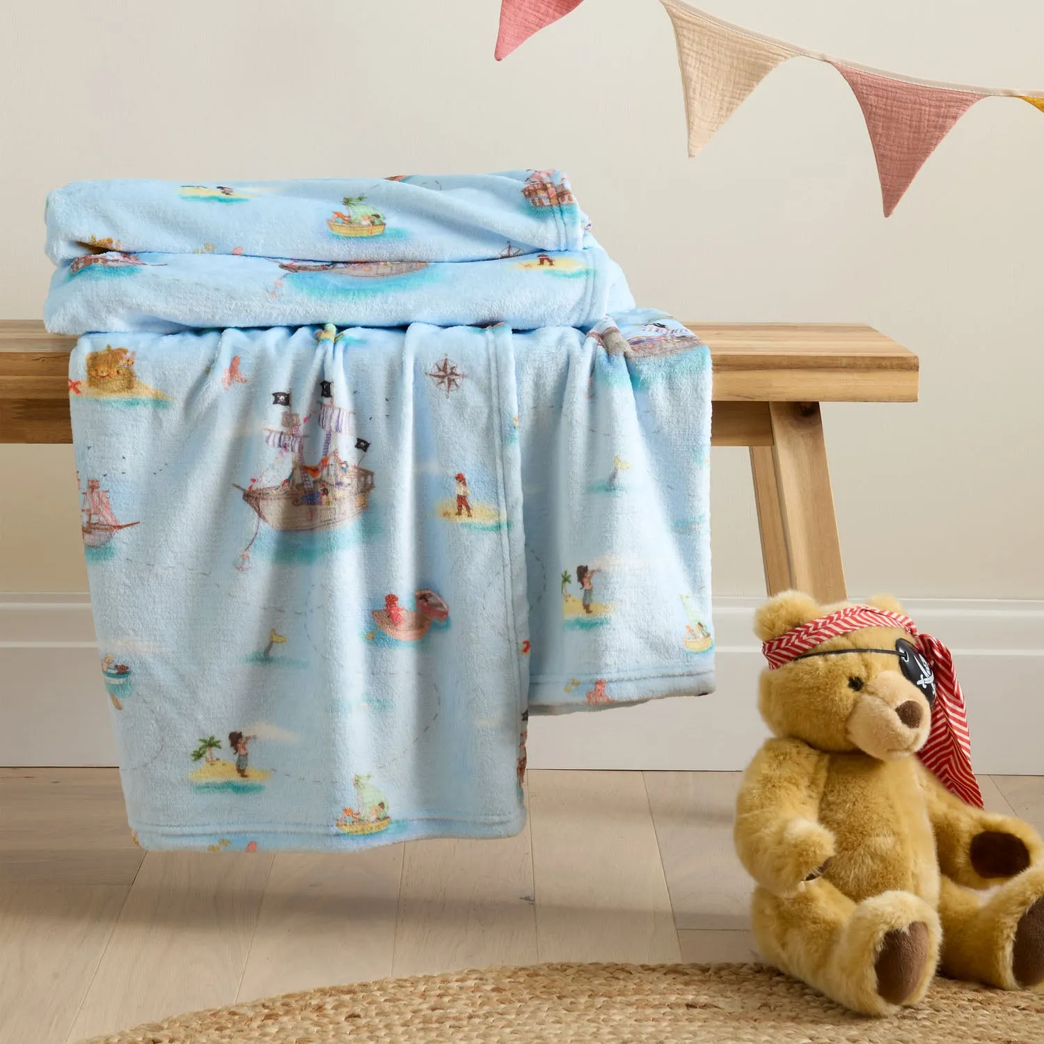 Belle & Boo Pirates Fleece Blanket Throw - Blue product
