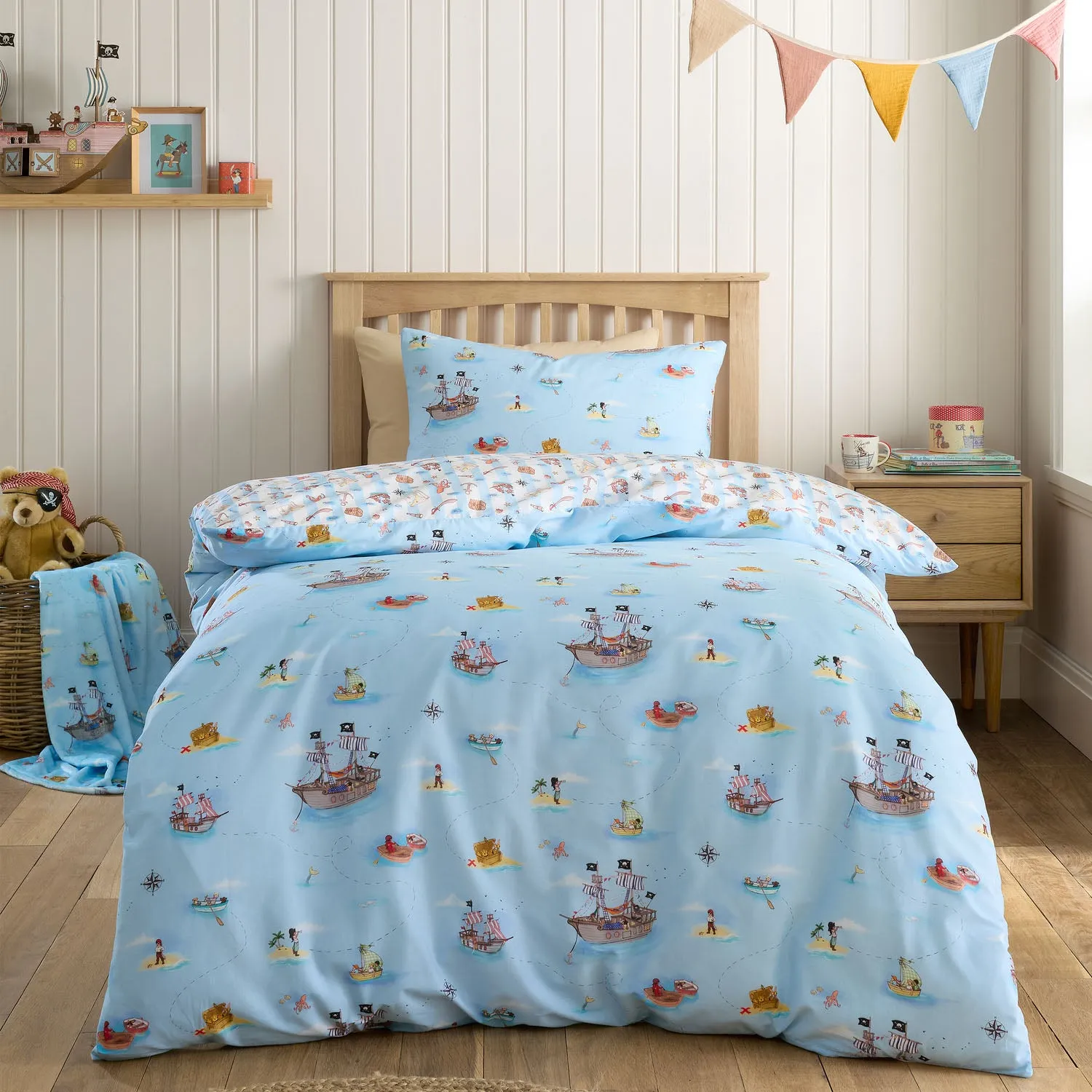 Belle & Boo Pirates Single Duvet Set - Blue, Cotton product