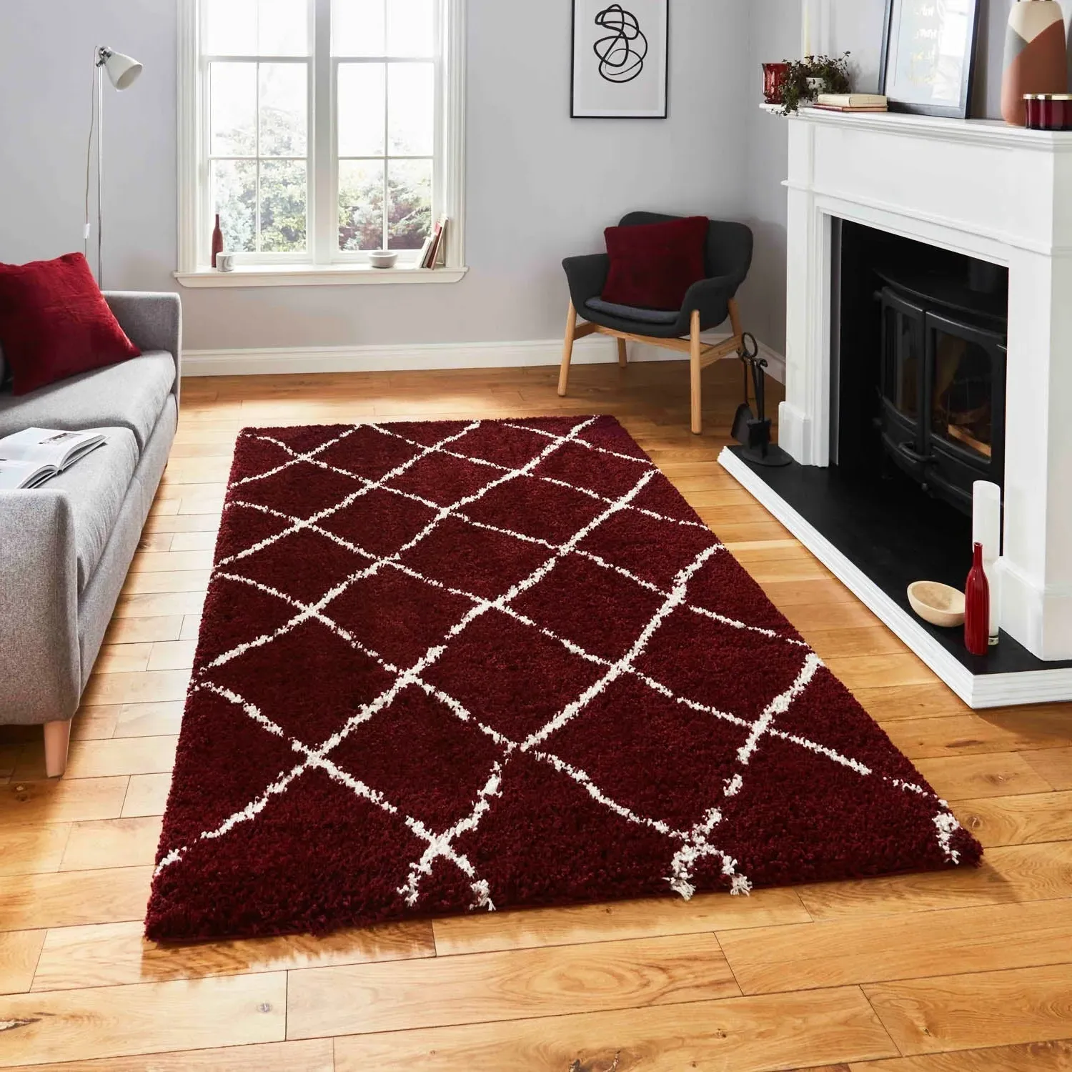 Berber Area Rug - Red, Polypropylene