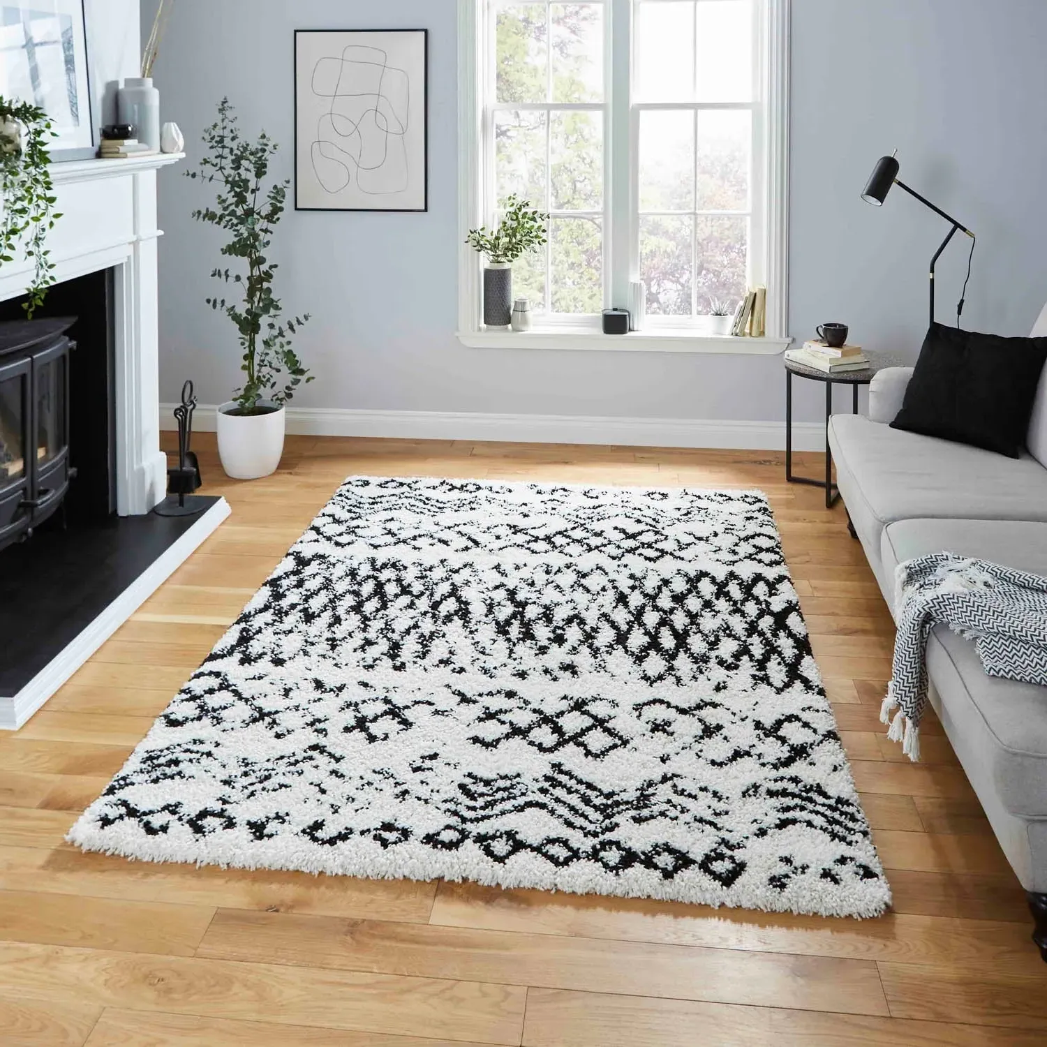 Berber Area Rug - White, Polypropylene