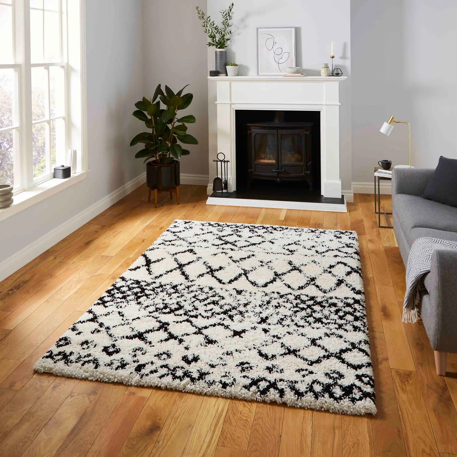 Berber Area Rug - White, Polypropylene