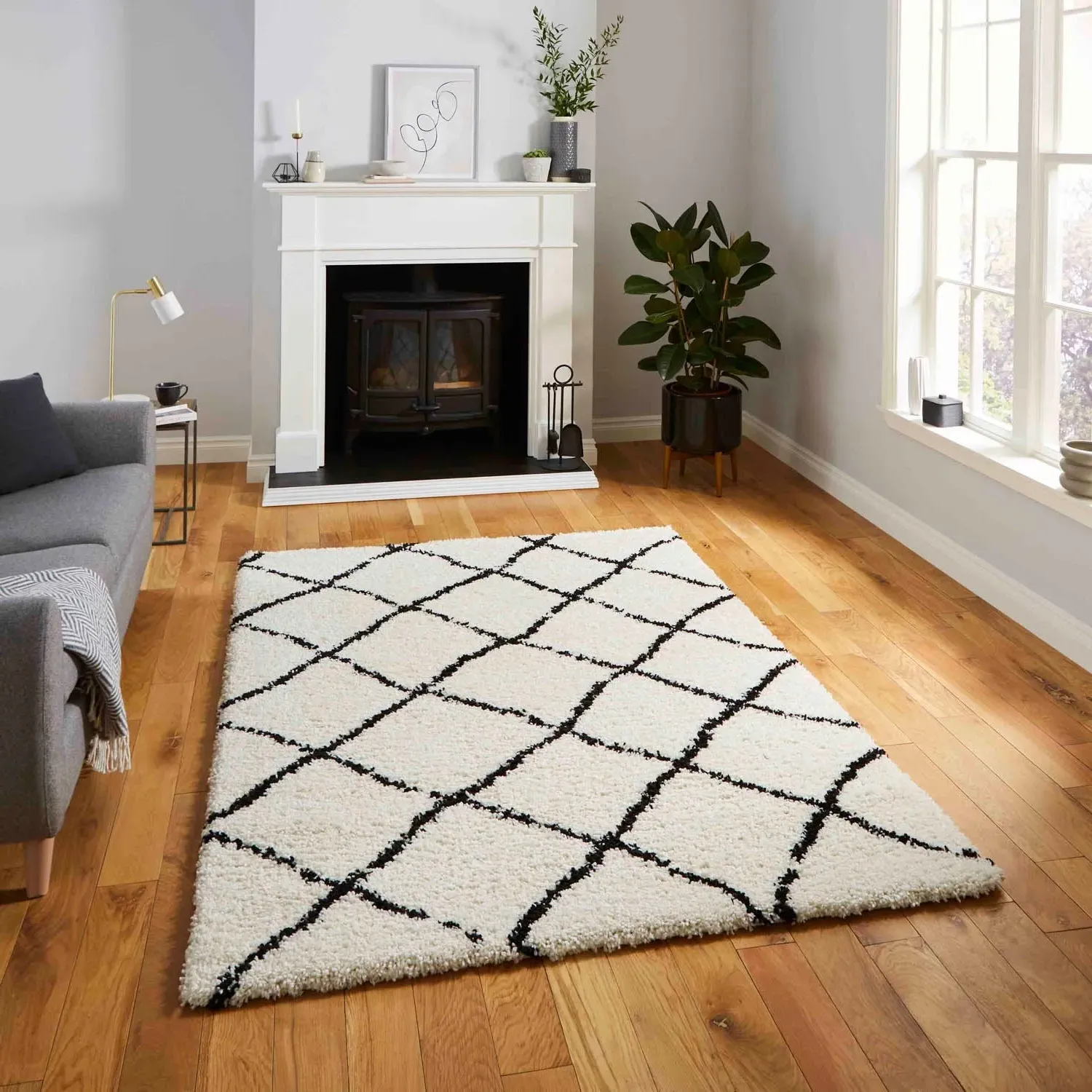 Berber Area Rug - White, Polypropylene