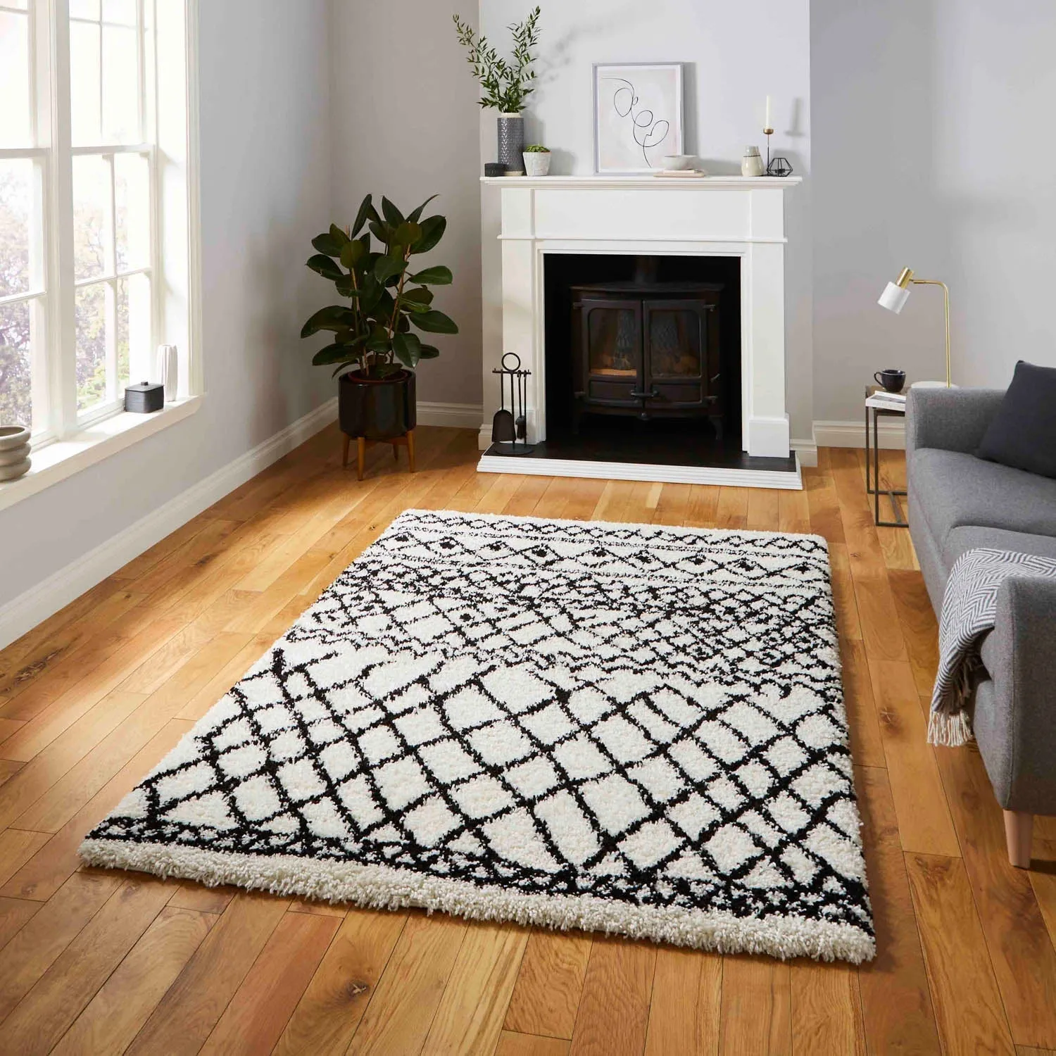 Berber Area Rug - White, Polypropylene