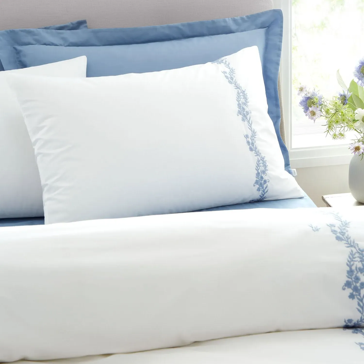 Bianca Camille Single Duvet Set Floral Embroidered - White, Cotton alternate view