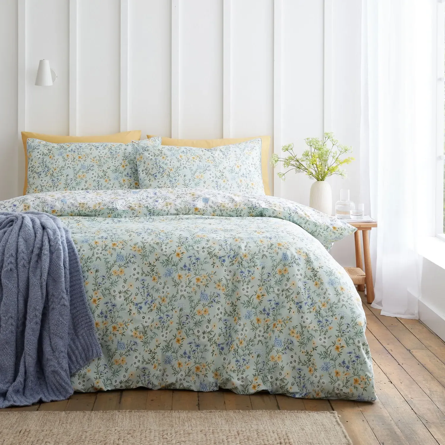 Bianca Ditsy Floral Single Duvet Set - Green, Cotton product