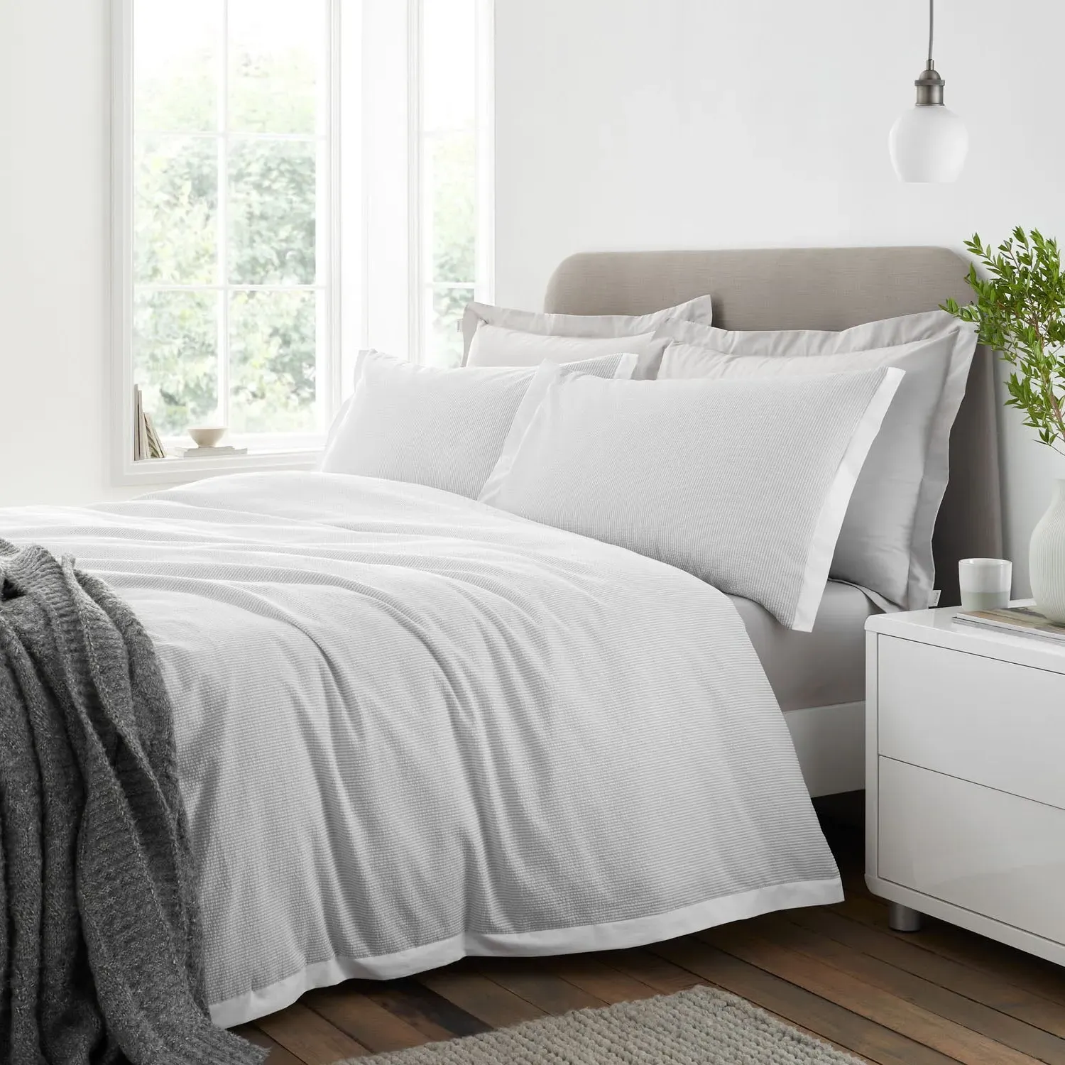 Bianca Seersucker Single Duvet Set - Grey, Cotton product