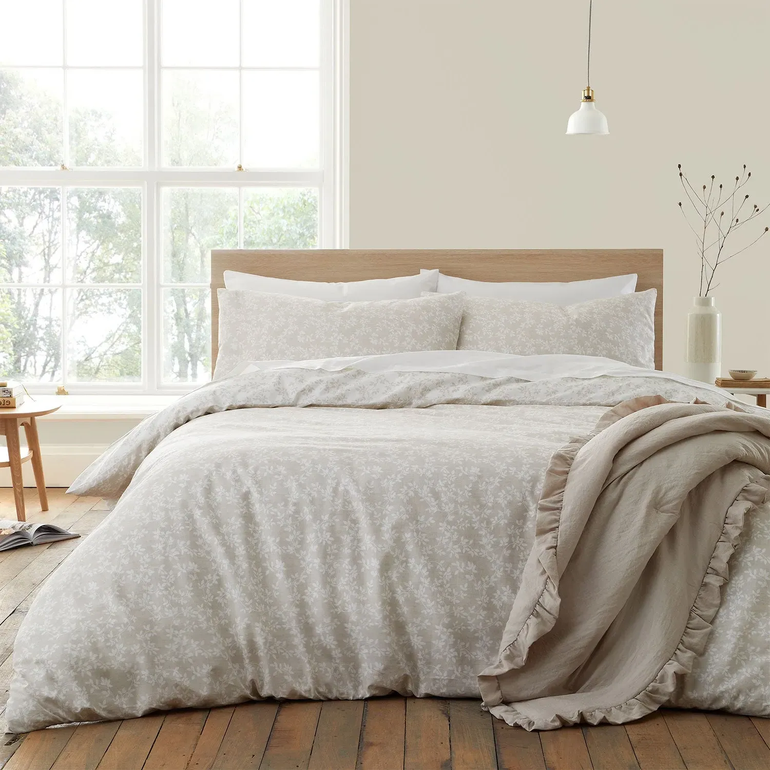 Single Duvet Set Shadow Leaves - Natural, Cotton product