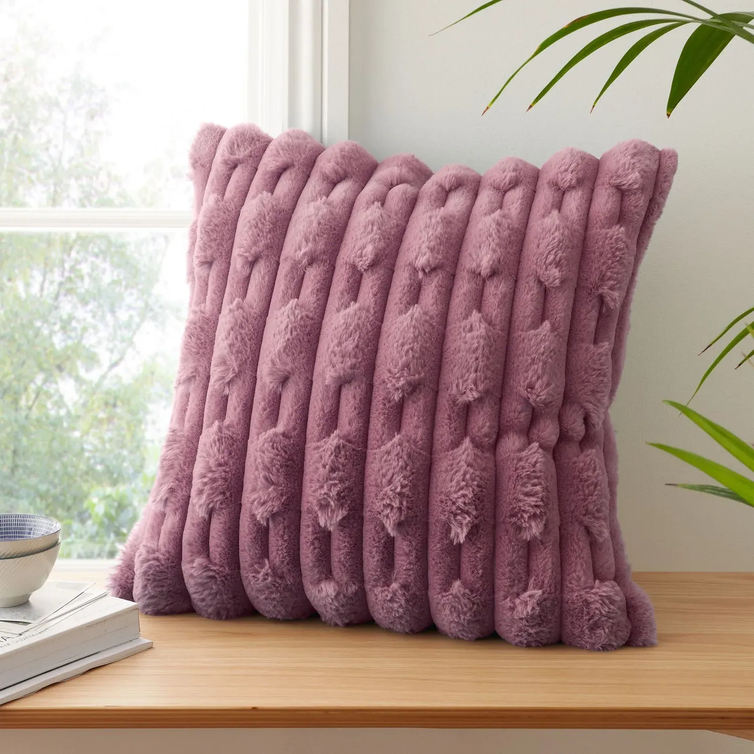 Bianca So Soft Carved Faux Fur Cushion - Pink product