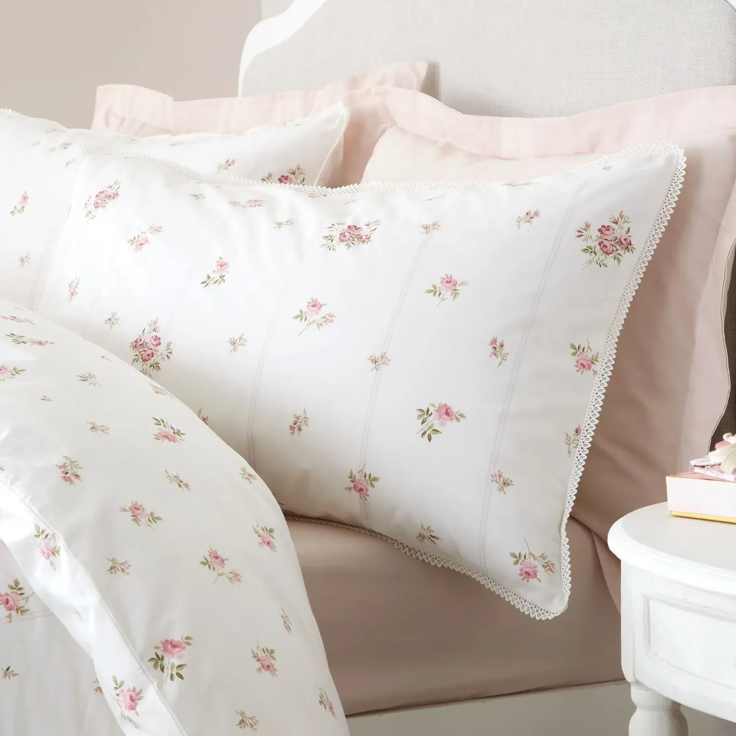 Bianca Vintage Rosebud Lace Single Duvet Set - Cream, Cotton alternate view