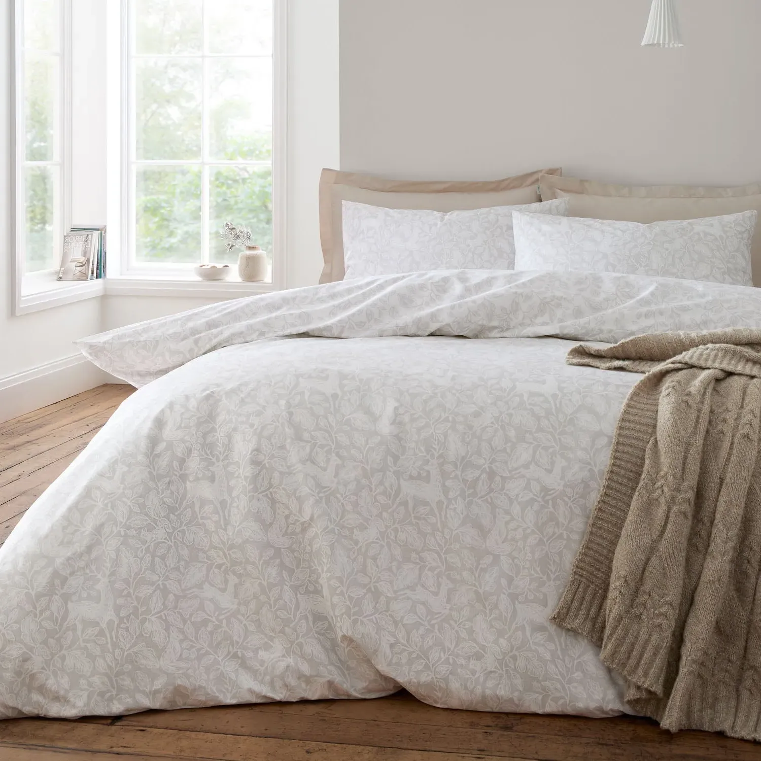 Bianca Woodland Single Reversible Duvet Set - Natural, Cotton product