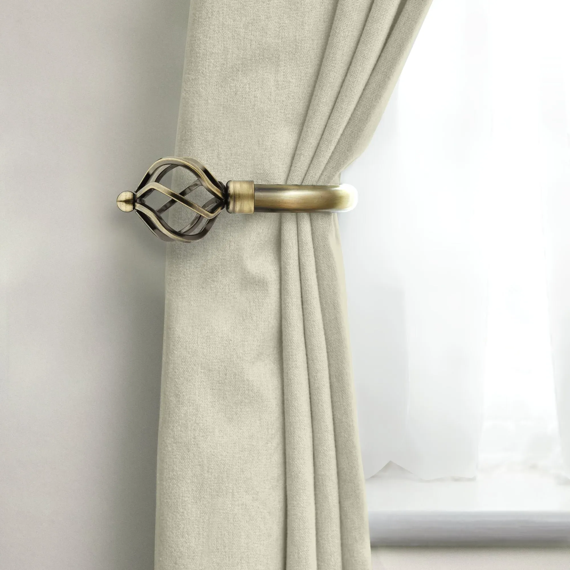 Bird Cage Curtain Holdbacks Pair - Brass product