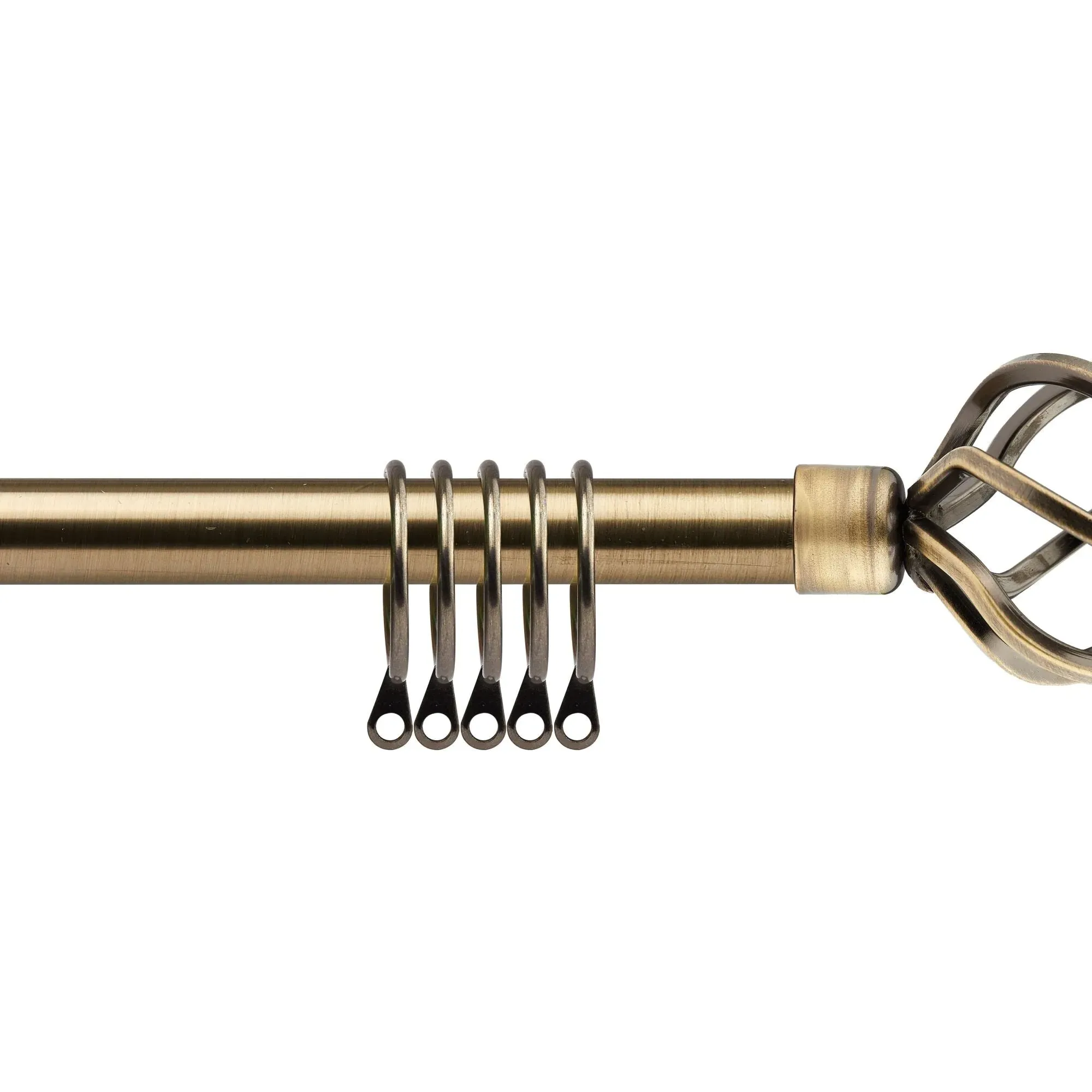 Bird Cage Extendable Curtain Pole with Rings 1.2-2.1m - Antique Brass alternate view