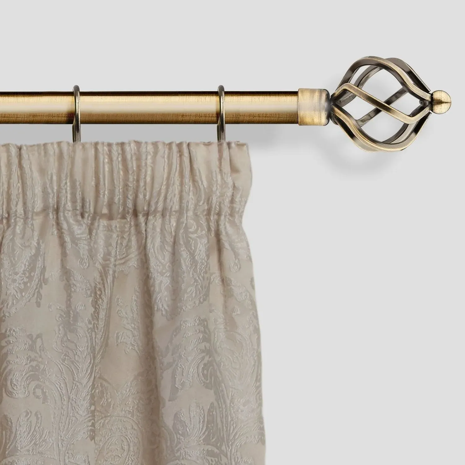 Bird Cage Extendable Curtain Pole with Rings 1.2-2.1m - Antique Brass product