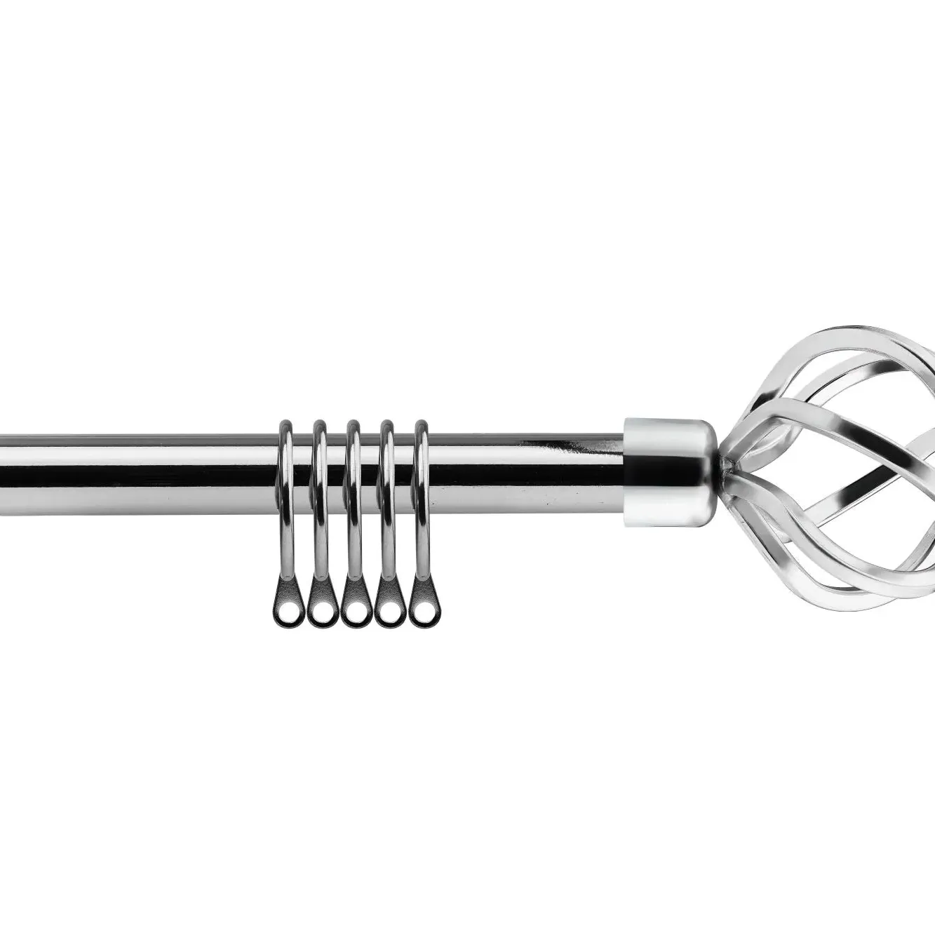 Bird Cage Extendable Curtain Pole with Rings 1.2-2.1m - Silver, Chrome alternate view